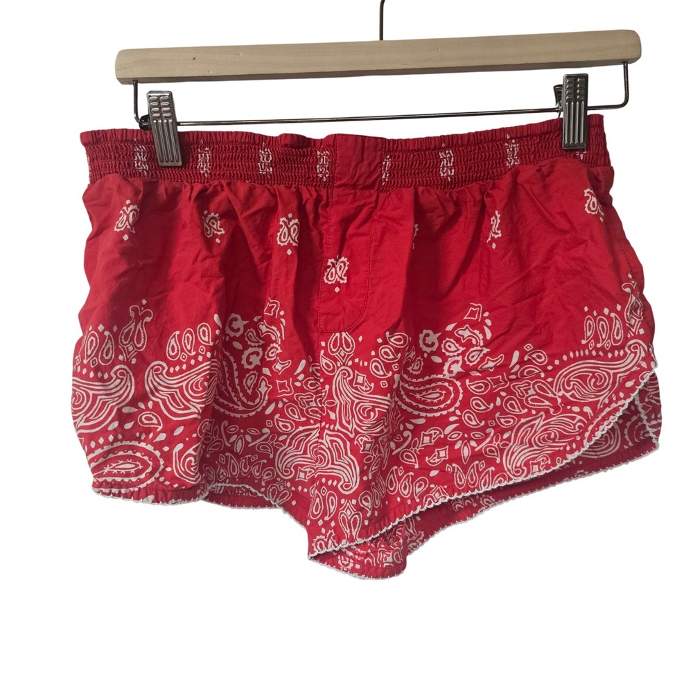 Anthropologie Bandana Paisley Print Shorts S Red Cotton Paisley Boho Festival